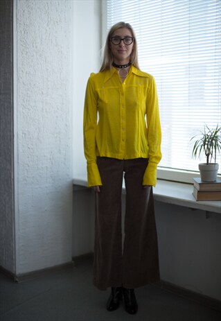 VINTAGE 70'S BRIGHT YELLOW LONG SLEEVE SHIRT