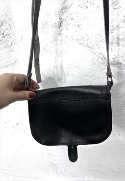 Real leather Black Minimalist Small Shoulder Bag 