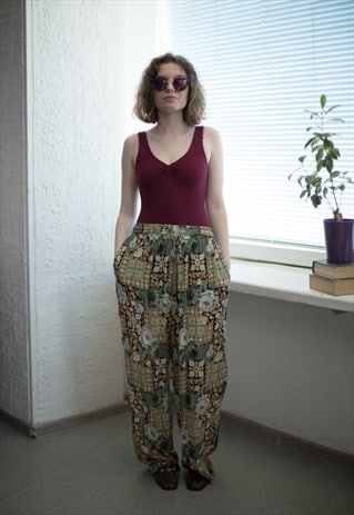 VINTAGE 80'S MULTICOLOUR PATTERNED TROUSERS