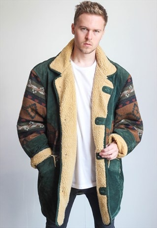 VINTAGE OVERSIZED AZTEC FESTIVAL SHERPA JACKET