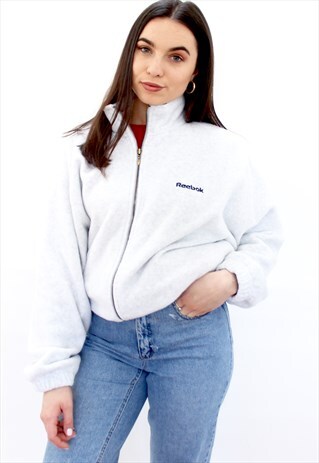 90'S RETRO MARL GREY FLEECE JACKET