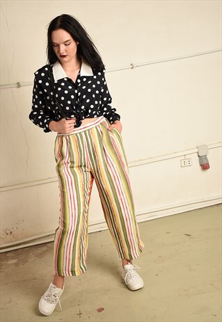 VINTAGE 90'S RETRO STRIPED FESTIVAL LOOSE TROUSERS