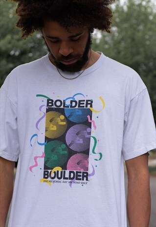 VINTAGE NIKE BOULDER BOULDER 10K RACE 1992 T SHIRT IN WHITE