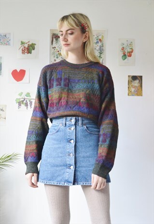VINTAGE PATTERNED KNIT JUMPER SWEATER