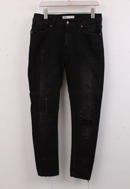 Vintage Men's Zara Men Black and paint splatter jeans