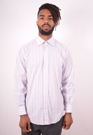 YVES SAINT LAURENT MENS VINTAGE SHIRT MEDIUM BLUE 90S
