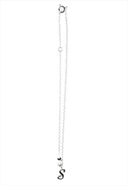 S Initial Anklet 925 Sterling Silver