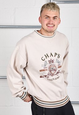 Vintage Chaps Ralph Lauren Sweatshirt in Beige Medium