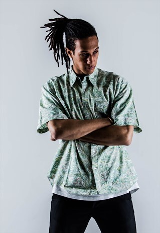 VINTAGE 90S PAISLEY CRAZY PATTERN SHIRT IN GREEN