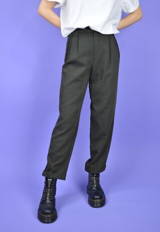 VINTAGE DARK GREY CLASSIC 80'S FORMAL TROUSERS