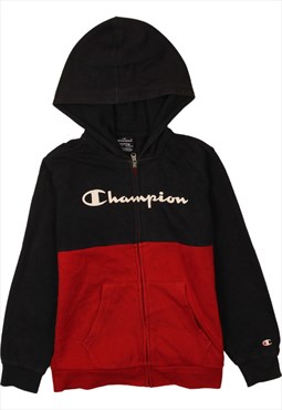 Vintage 90's Champion Hoodie Spellout Full Zip Up Navy Blue