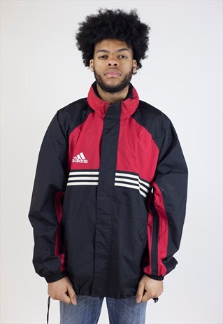 VINTAGE 90'S ADIDAS BLACK/RED SHELL SPORTS JACKET