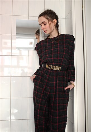 VINTAGE CHECKED WOOL JUMPSUIT