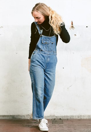 VINTAGE 90S BLUE DENIM ANKLE DUNGAREES