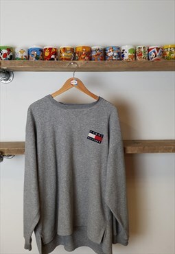 Vintage Tommy Hilfiger fleece sweatshirt 90s logo grey
