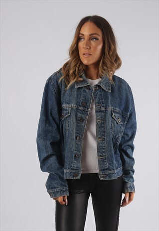 VINTAGE DENIM JACKET OVERSIZED FITTED UK 16 XL (JR3G)