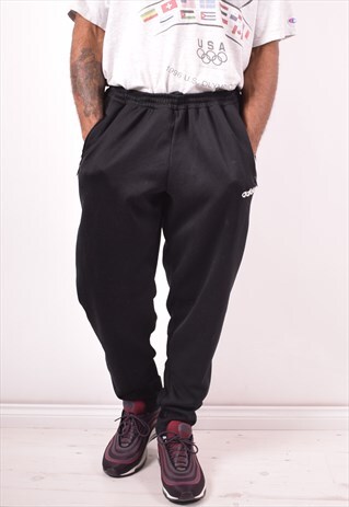 ADIDAS MENS VINTAGE TRACKSUIT TROUSERS XL BLACK 90S