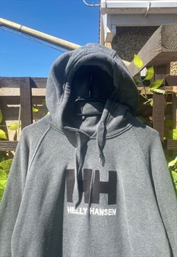 Retro helly Hansen Y2K grey embroidered hoodie large 