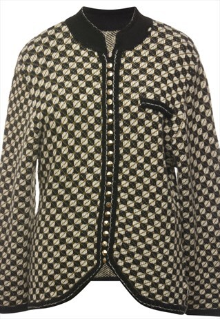 VINTAGE GEOMETRIC PATTERN CARDIGAN - L