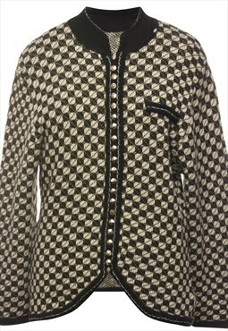 Vintage Geometric Pattern Cardigan - L