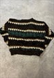 VINTAGE ABSTRACT KNITTED JUMPER PATTERNED GRANDAD SWEATER