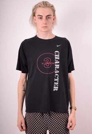 NIKE MENS VINTAGE T-SHIRT TOP MEDIUM BLACK 90S