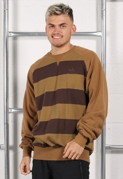 Vintage Adidas Sweater in Brown Crewneck Lounge Jumper XL