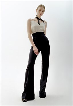 Wool Trousers Women with High Waist