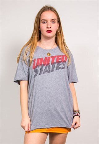 NIKE VINTAGE 90'S GREY USA SHORT SLEEVE T-SHIRT