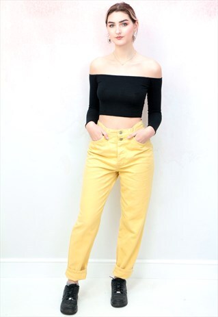 1990S VINTAGE YELLOW HIGH WAIST MOM JEANS