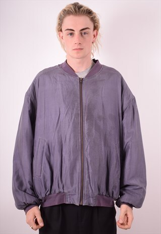 MENS VINTAGE SILK BOMBER JACKET XL PURPLE 90S