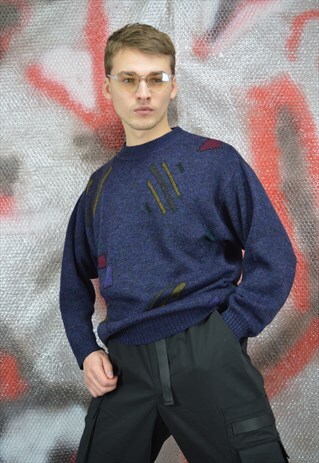 VINTAGE DARK BLUE CLASSIC 80'S GRAPHIC SWEATSHIRT