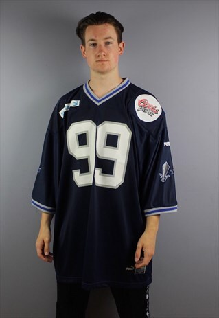 VINTAGE PUMA SCOTTISH CLAYMORES JERSEY IN NAVY WITH PRINTED