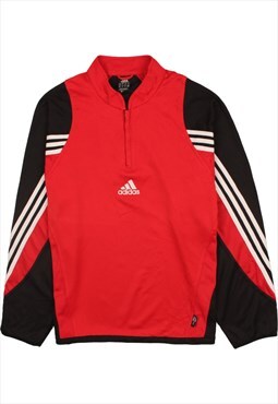 Vintage 90's Adidas Sweatshirt Fleece Quater Zip Red Medium