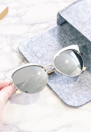 METAL CAT-EYE SUNGLASSES - WHITE