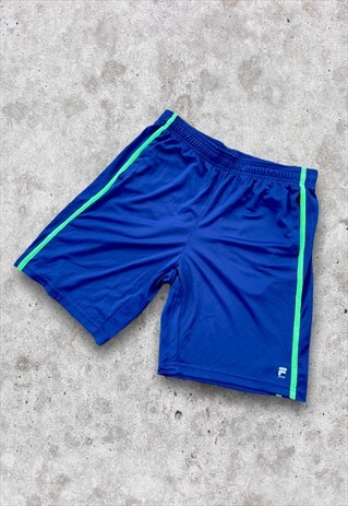 VINTAGE FILA SHORTS SPORTS BLUE STRIPED LARGE