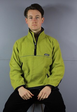 VINTAGE KICKERS 1/4 ZIP FLEECE SWEATSHIRT IN GREEN WITH REFL