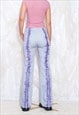 VINTAGE Y2K ZIP LEG FLARE JEANS IN HAND PAINTED PURPLE