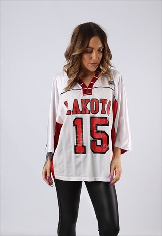VINTAGE OVERSIZED T-SHIRT FOOTBALL JERSEY TOP XL (CACR)