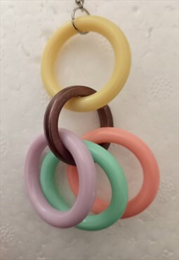 Multi coloured intertwining circles dangle earrings.