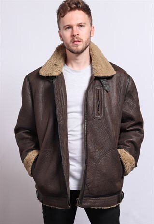VINTAGE FAUX LEATHER AVIATOR JACKET