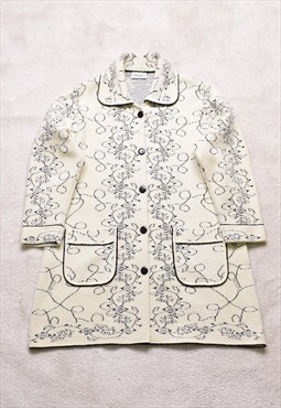 Women's Vintage 90s Cream Print Jacket