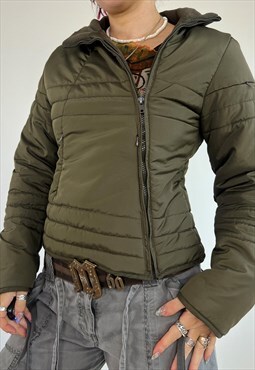 Vintage Y2k Jacket Lightweight Puffer Side Zip Utility Cargo
