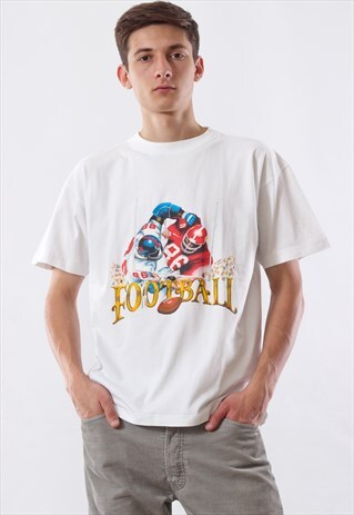 VINTAGE AMERICAN FOOTBALL GRAPHIC TEE 90S WHITE