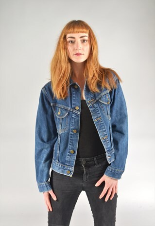 VINTAGE LEE DARK BLUE FADED DENIM JACKET