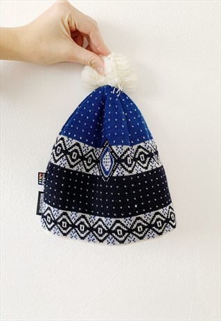 VINTAGE 90S SPORTS RUKKA LOGO KNIT SKI HAT BEANIE UNISEX