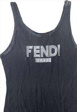 Vintage Y2k Fendi Midi Dress Black Grunge