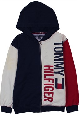 Vintage 90's Tommy Hilfiger Hoodie Spellout Full Zip Up Navy