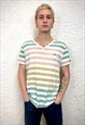 Vintage LACOSTE striped v-neck 90s t-shirt