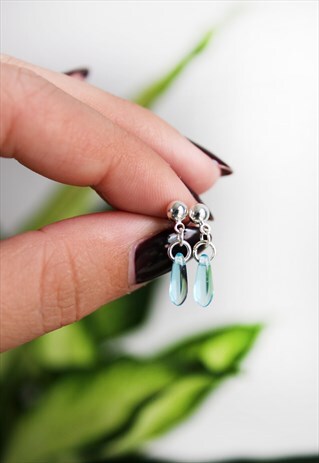 BLUE TEARDROP STUDS